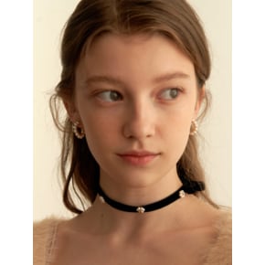 Flower Pearl Velvet Choker_NZ1130