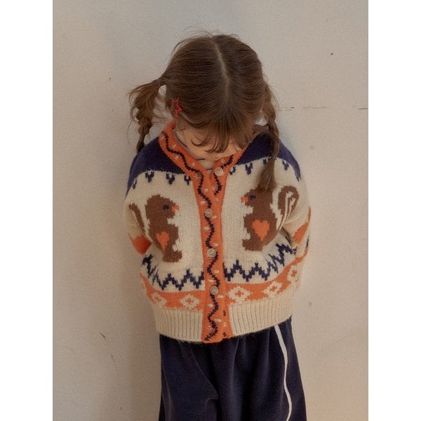 하트 다람쥐 니트가디건