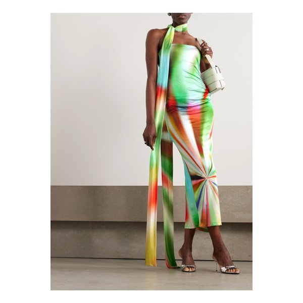 시에드레스 미스티 스카프 디테일 루치 타이 다이 저지 미디 원피스 1647597333121656