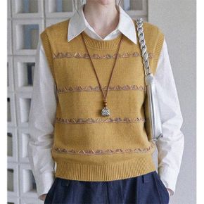 라운드넥 유니크패턴 조끼베스트 35C773_P437667269
