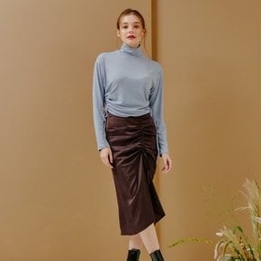 STRING POINT MIDI SKIRT_CHOCOLATE