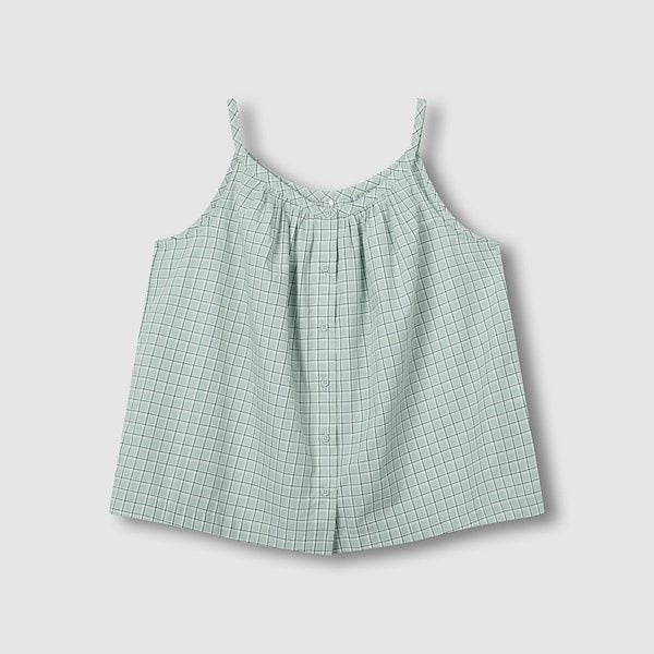 여 코튼 체크 민소매 라운지 셔츠 J2062010850CF