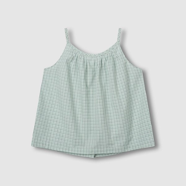 여 코튼 체크 민소매 라운지 셔츠 J2062010850CF