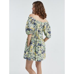 Off Shoulder Flower OnePiece [Black]