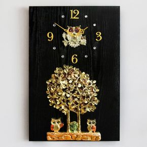 황금나무와 부엉이 액자 시계 40 60