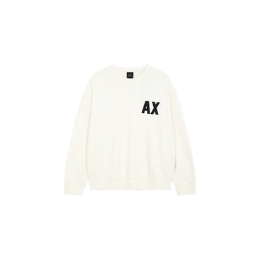 ARMANI EXCHANGE AX 남성 로고 패치 드롭 숄더 맨투맨(A413131035)_아이보리