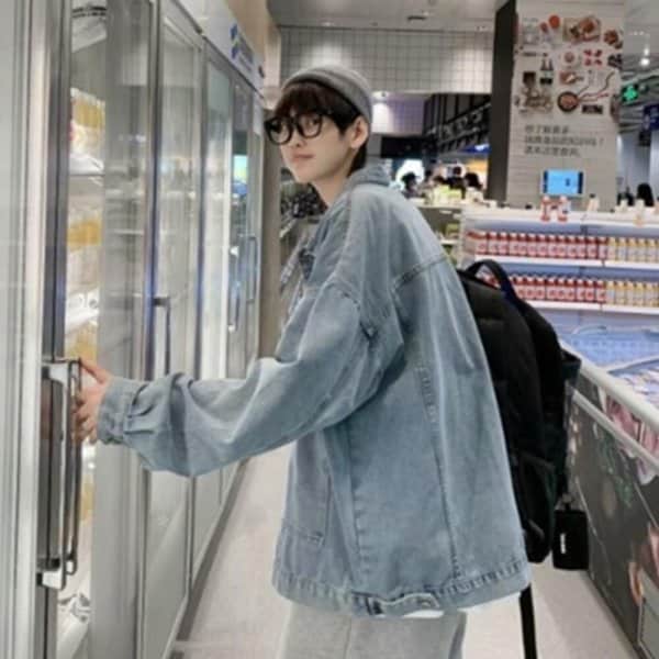 [옷자락] 남성 오버사이즈 루즈핏 워싱 데님 자켓 간절기 캐주얼 봄가을용