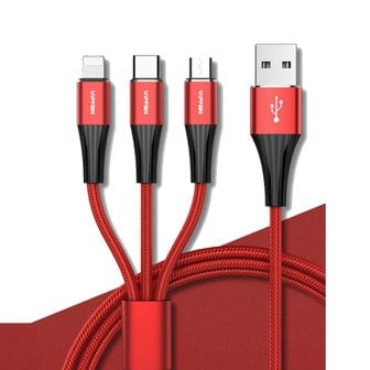  VIPFAN A1 3in1 USB To 5핀 8핀 C타입 충전기기 갤럭시 아이폰 멀티 고속충전 케이블 1.5m