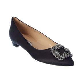 4453535 Manolo Blahnik Hangisi Satin Flat