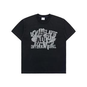 LAYER OLD SCHOOL PRINTING SHORT SLEEVE T-SHIRT BLACK 레이어드올드스쿨 블랙 SSALYO-BLK