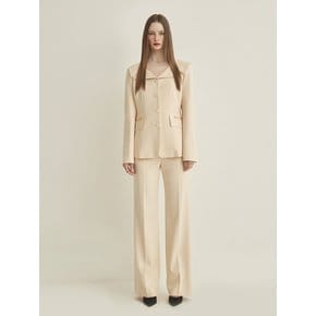 WIDE COLLAR SLIM JACKET - IVORY