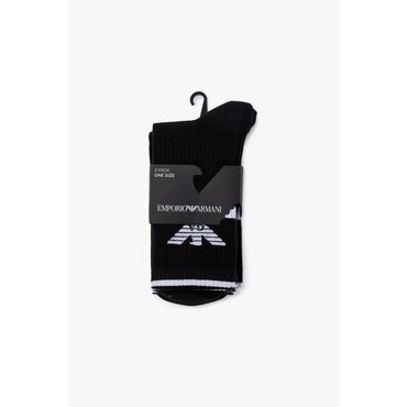 EMPORIO ARMANI 남성 이글 라인 리브드 삭스 3PACK (0814345006)