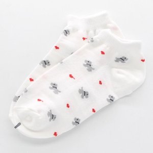  여자 사랑스런 잔강아지 하트 발목 양말 1켤레 흰색 (W91F9A4)