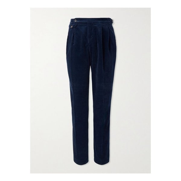 브루넬로쿠치넬리 스트레이트 플리츠 코튼 코듀로이 팬츠 블루 46376663162890425