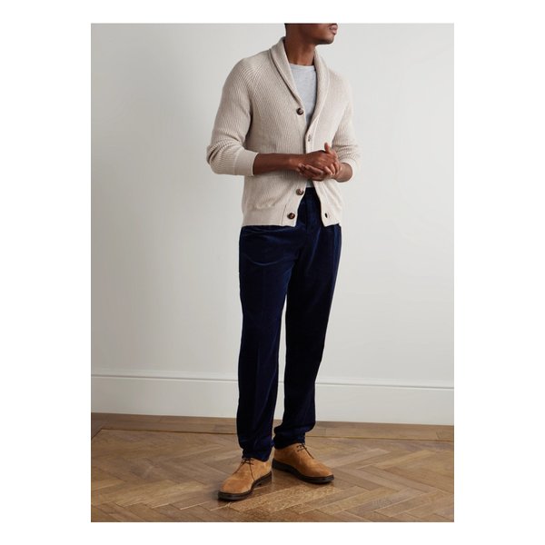 브루넬로쿠치넬리 스트레이트 플리츠 코튼 코듀로이 팬츠 블루 46376663162890425