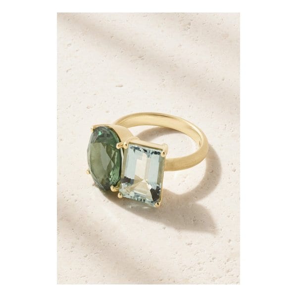 아이린 뉴워스 젬미 젬 18캐럿 골드 투어말린 아쿠아마린 반지 46376663163051845