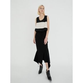 ASYMMETRIC RUFFLED SKIRT (BLACK)