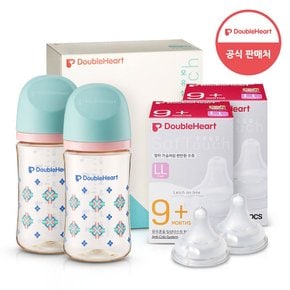 모유실감 3세대 PPSU 젖병 트윈팩 240ml 단청 +3세대 젖꼭지2입x2개 (LL)