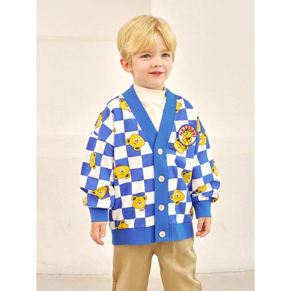 동글동글곰돌이체커보드가디건