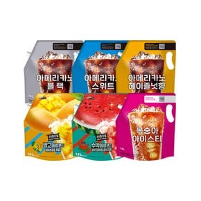편의점 대용량 커피 에이드 파우치 1.5L 6종 택 1 (블랙,스위트,헤이즐넛,복숭아아이스티,수박,망고)