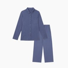 *정상가 49,900원*여 라이트 보드라운 피치스킨 컬러 파자마 세트_BLUE