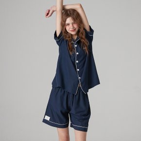 [해원 PICK] 실크핏 에센셜 반팔 카라 잠옷 세트 3Color