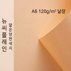 종이문화 뉴씨플레인 얇은 양면색상지 120g A6 No.21 살구색 낱장 1매 색지