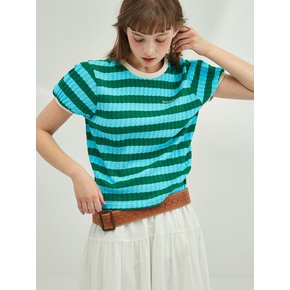 Volume Sleeve Stripe T-Shirt_GREEN+MINT