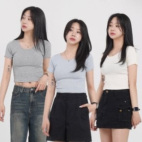 여자 반팔티 나시 무지 이너 레이어드 여름 기본 골지 쫄티_P401115233