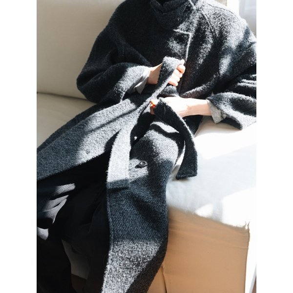 ALPACA VINTAGE ROBE COAT DARK GREY