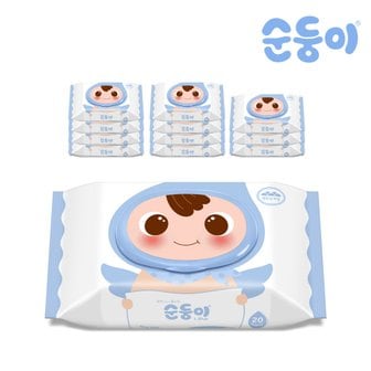 순둥이 엘블루 물티슈 휴대 캡형 20매 12팩/LB-com