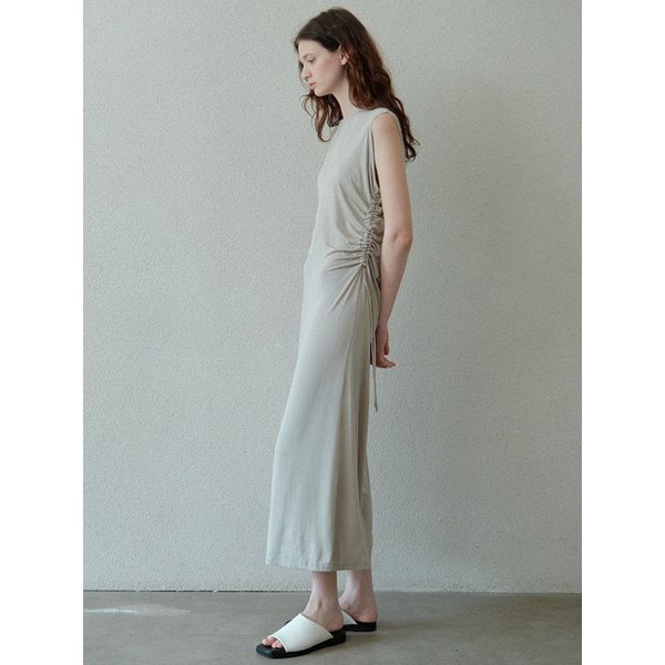 drawstring jersey dress (dusty beige)