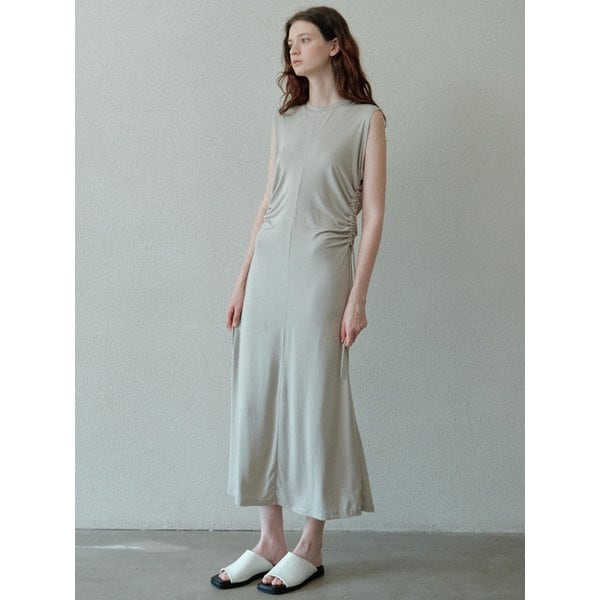 drawstring jersey dress (dusty beige)