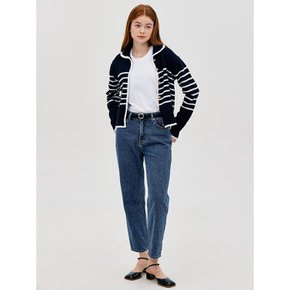 L Kate Boucle Stripe Cadigan_Dark Navy