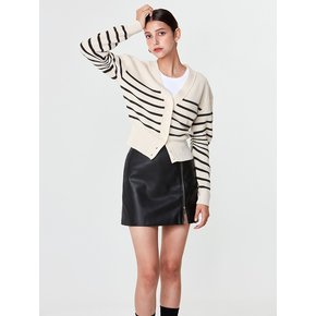 V-neck Striped Cardigan (Beige)