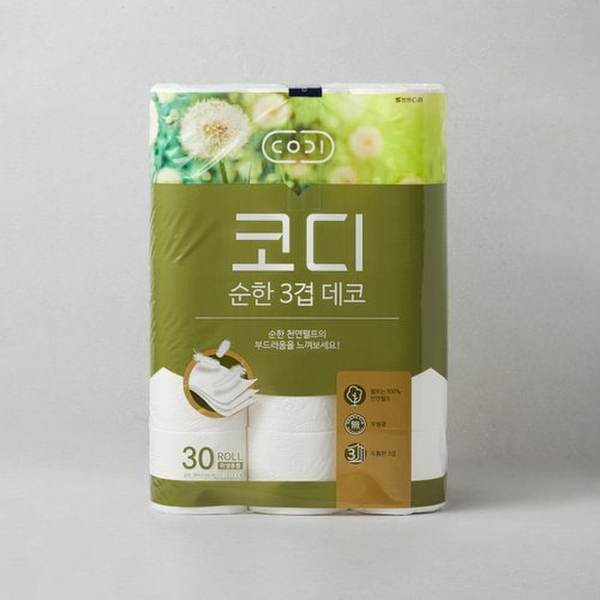 [멤버십]코디 순한 3겹 데코 화장지 30*30