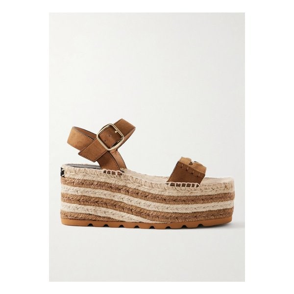 스텔라매카트니 가이아 스웨이드 플랫폼 샌들 라이트 브라운 46376663162838916