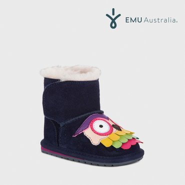 EMU Australia [공식판매처] 이뮤 키즈 Walker 부엉이 어그 부츠 Midnight