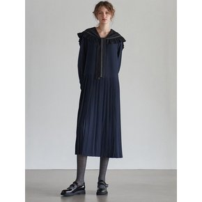 SAILOR FRILL COLLOR PLEATS DRESS_NAVY