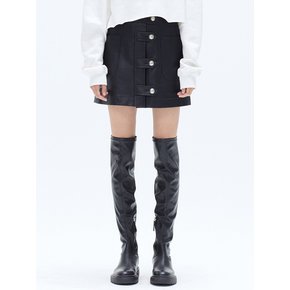 BOLD BUTTON MINI SKIRT_BLACK