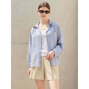 Jacquard Striped Shirt Blouse_Blue