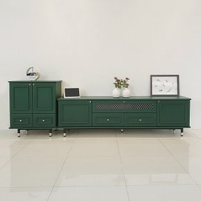 피스타치오 웨인스코팅 원목 서랍형 거실 수납장 그린(스틸다리)