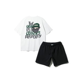 [SET] 앨빈클로 GOLF MAN 오버핏 반팔티 코튼 밴딩 스웨트 반바지 셋업