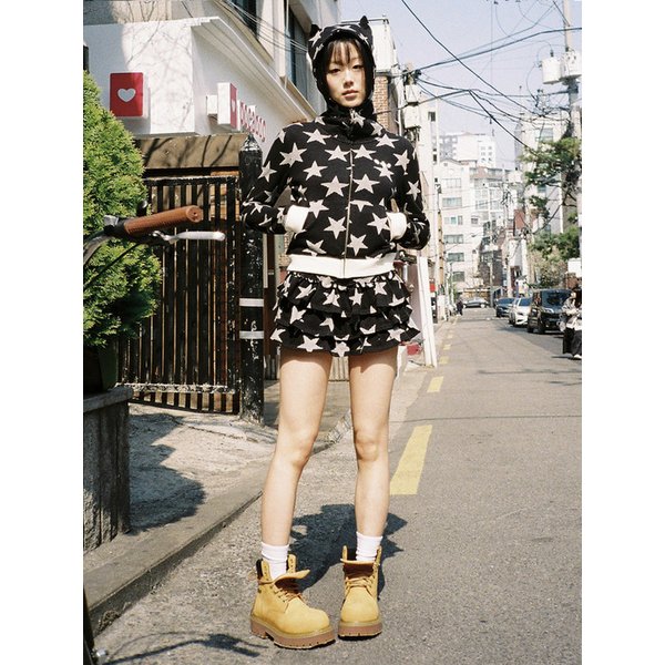 Angel of Star Wing Zip-Up Hoodie - BLACK