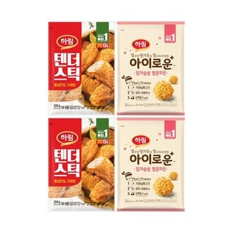 하림 텐더스틱 300g + 아이로운닭가슴살팝콘치킨 300g 각2봉