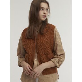 Merino Wool Aran Knit Vest_Amber