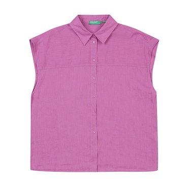 베네통 Sleeveless linen shirt_5BMLDQ03F143