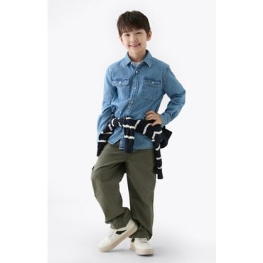 타미힐피거키즈 25년 F/W      T42F6HSH120BT1       미드 블루 데님 셔츠
