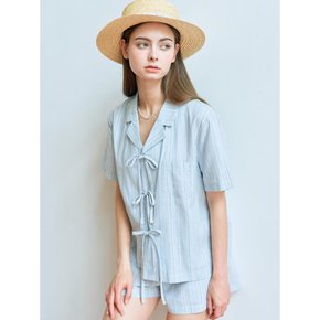 STRIPE RIBBON POCKET SHIRT (LIGHT BLUE)