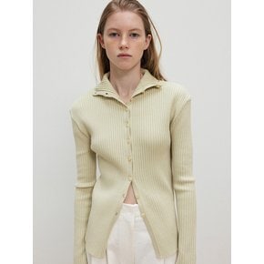 Slim High-Neck Cardigan_Beige